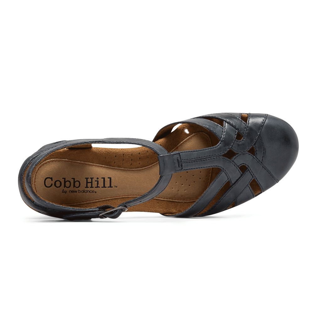 Sandálias Rockport Mulher Azul Marinho - Cobb Hill Aubrey T-Strap - 29107RAQU